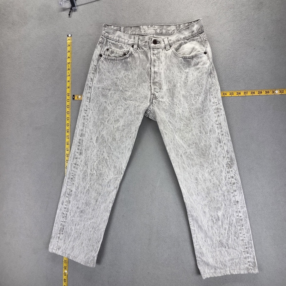 VTG Levis 501 Jeans Mens White‎ Acid Wash Made In USA Button Fly Fits 30x26